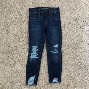 American Eagle dark wash hi-rise jegging crop